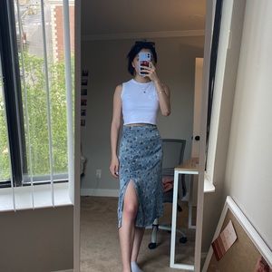 Hollister Blue Floral Midi Skirt